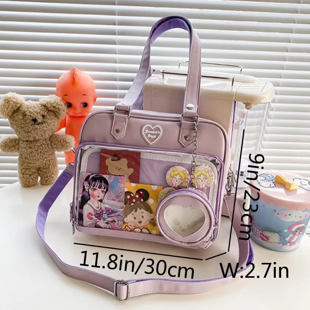 Women JK Purse Shoulder Bags Handbag Transparent Window DIY Messenger Bag Small Wallet Pendant