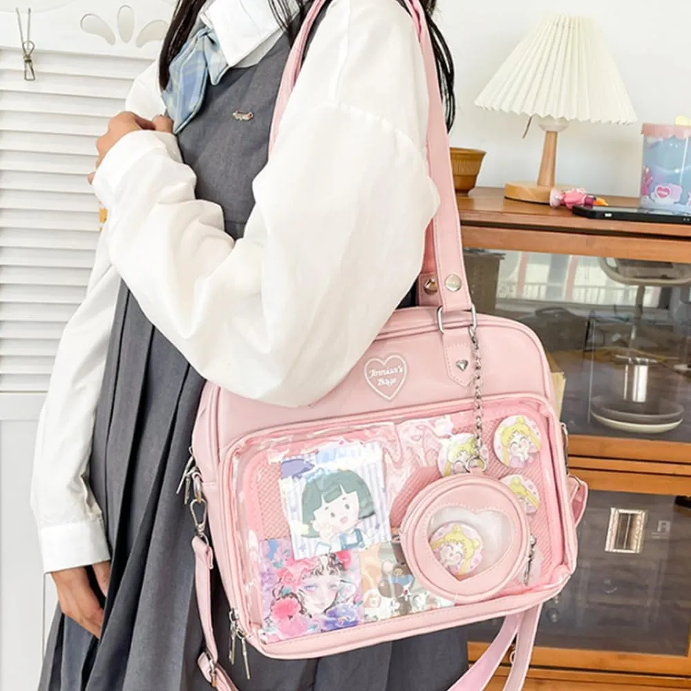 Women JK Purse Shoulder Bags Handbag Transparent Window DIY Messenger Bag Small Wallet Pendant