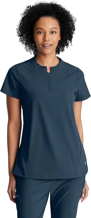 Women's 2 Pocket Banded Zip Collar Flux Scrub Top