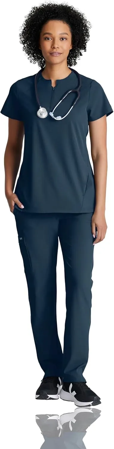 Women's 2 Pocket Banded Zip Collar Flux Scrub Top
