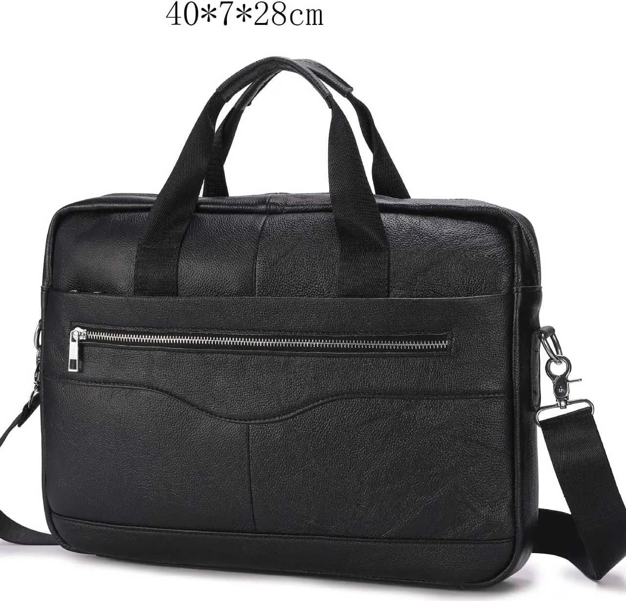 Women's Briefcase With Zipper Genuine Leather Handbag Casual Shoulder Messenger Bag Office Laptop Bag