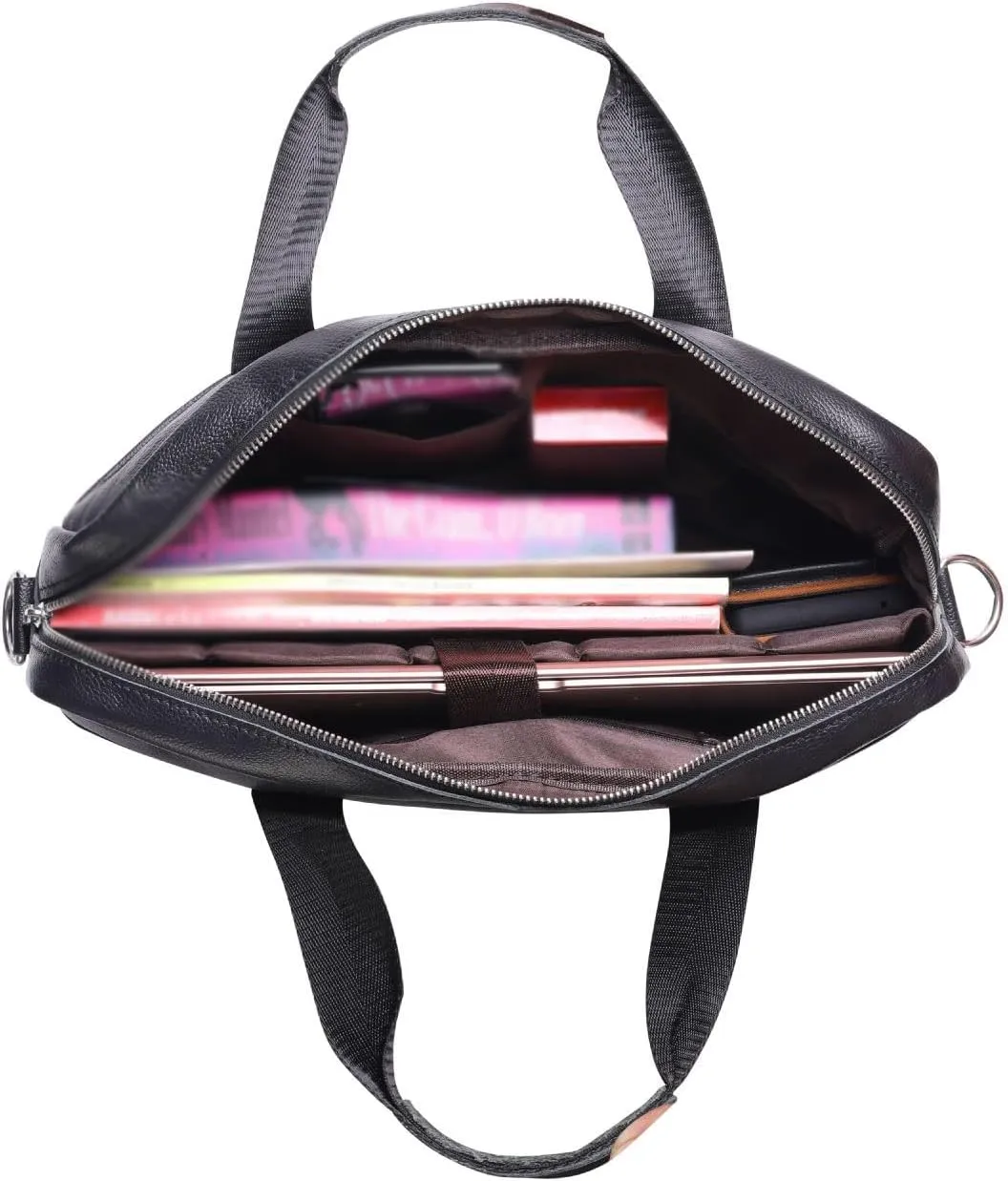 Women's Briefcase With Zipper Genuine Leather Handbag Casual Shoulder Messenger Bag Office Laptop Bag