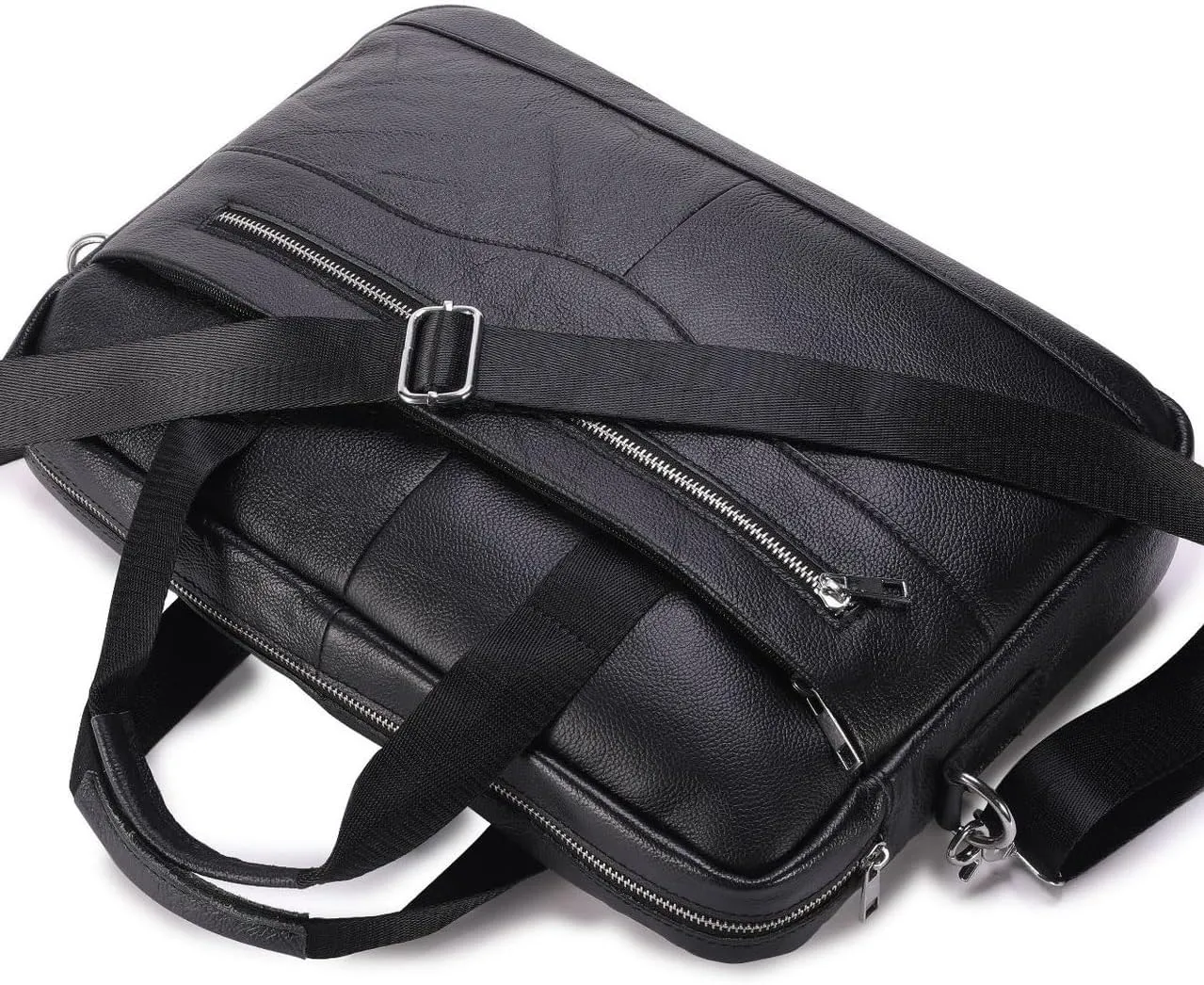 Women's Briefcase With Zipper Genuine Leather Handbag Casual Shoulder Messenger Bag Office Laptop Bag