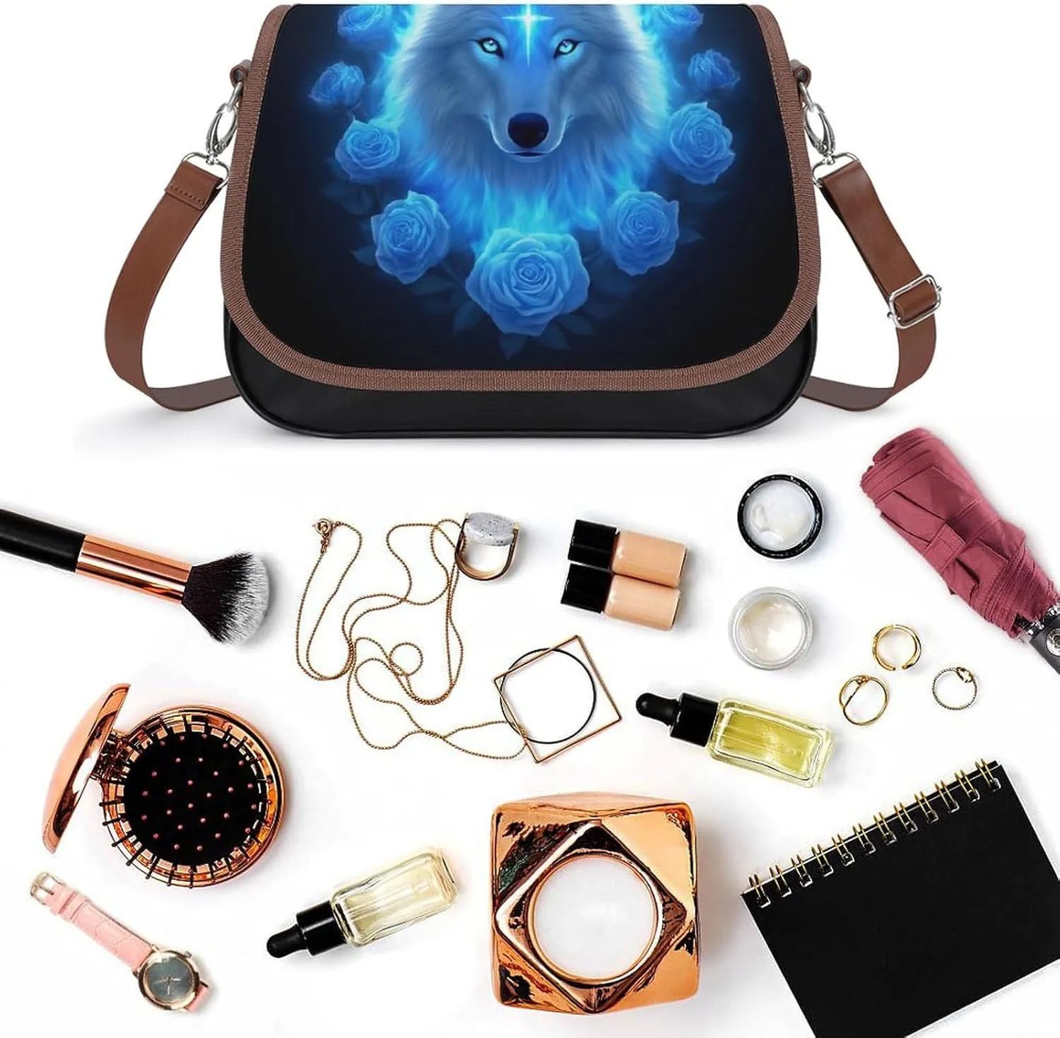 Womens Casual Crossbody Bag, Small PU Leather Shoulder Bag Travel Messenger Bags