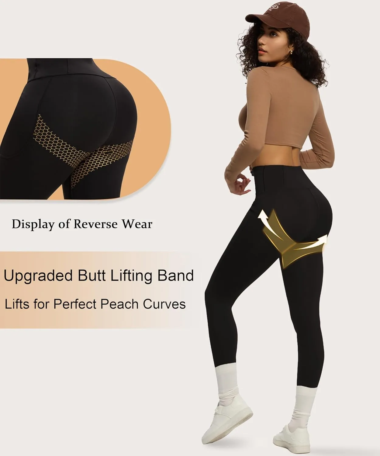 Women's Compression Leggings Butt Lifting Work Out Athletic Gym High Waist Tummy Control Stretchy with Pockets