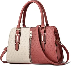 Women's Handbags Fashion for Luxury Handbags Women Patchwork Bags Crossbody Pu Leather Black Soft Washed Messenger Flap Bag(Pink)