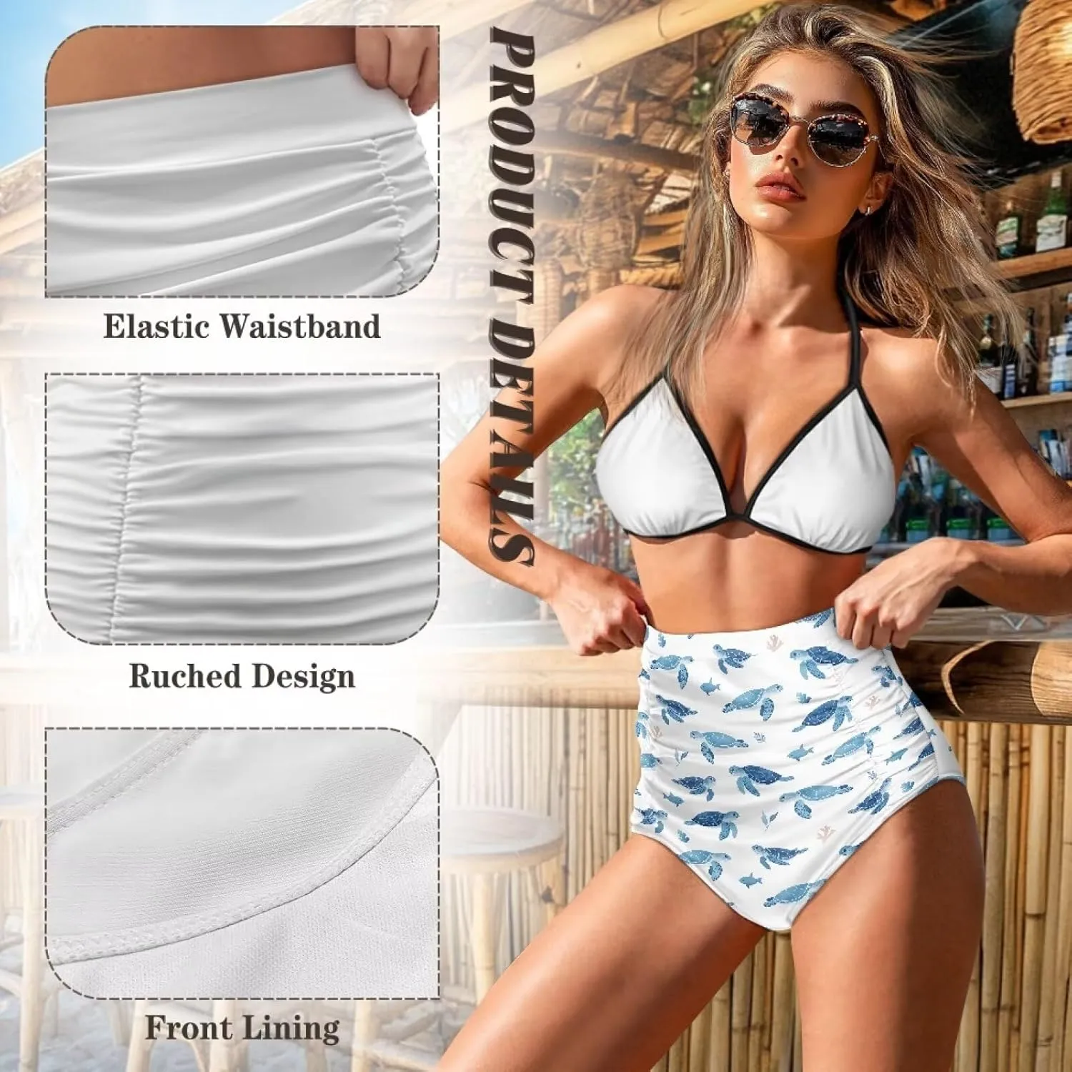 Womens High Waisted Bikini Bottom Tummy Control Bathing Suits Shorts for Women Swimsuit Tankini Bottoms Swimwear