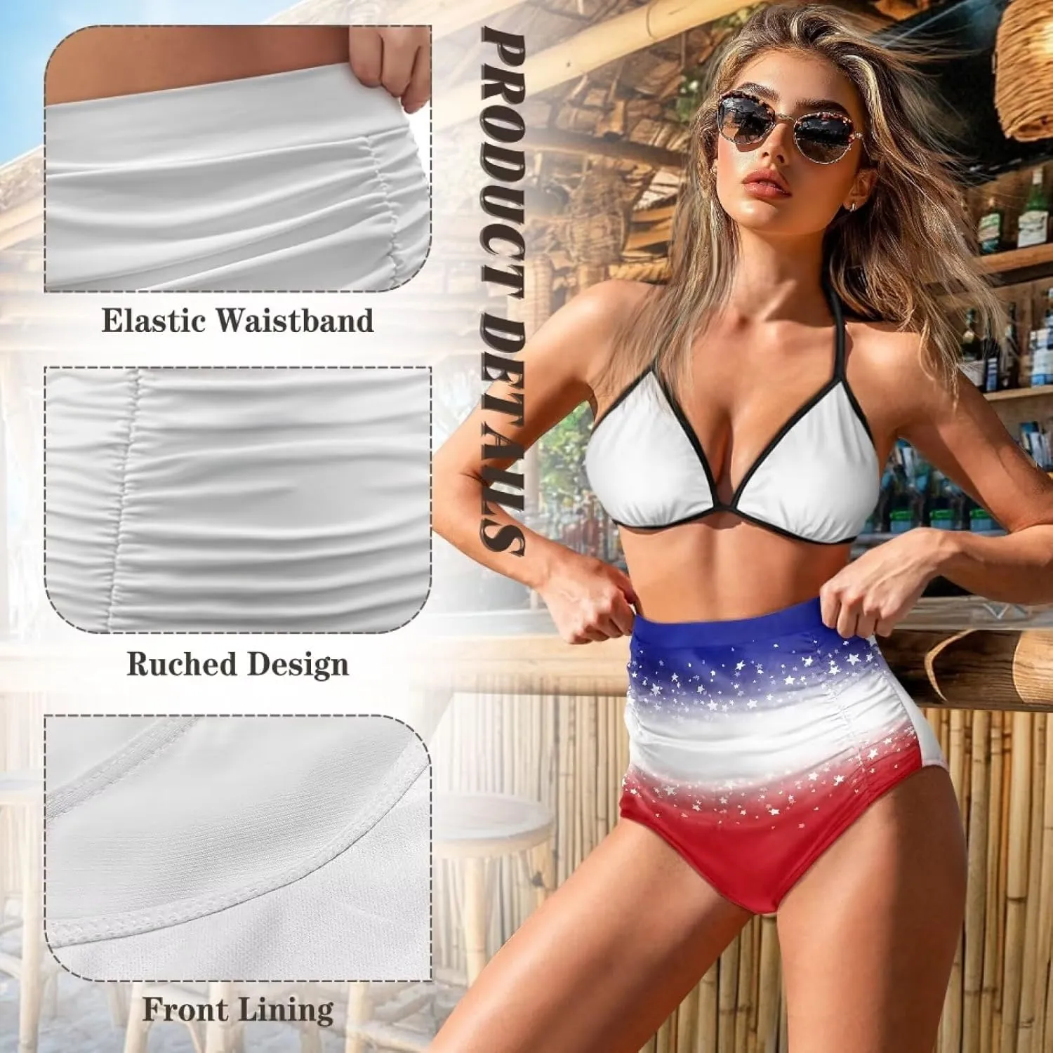 Womens High Waisted Bikini Bottom Tummy Control Bathing Suits Shorts Swimsuit Tankinis Bottoms Swimwear for Women