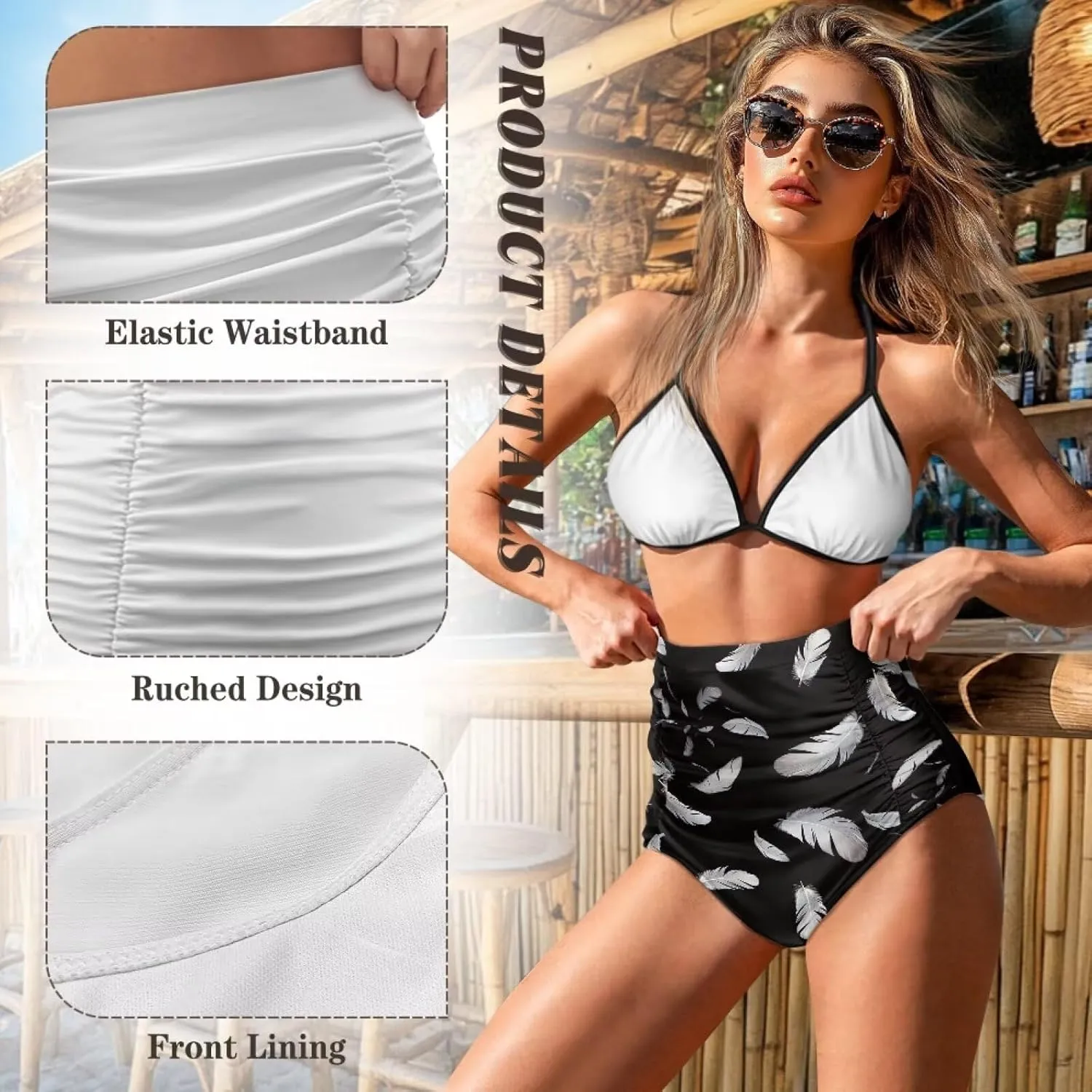 Womens High Waisted Bikini Bottom Tummy Control Bathing Suits Shorts Swimsuit Tankinis Bottoms Swimwear for Women
