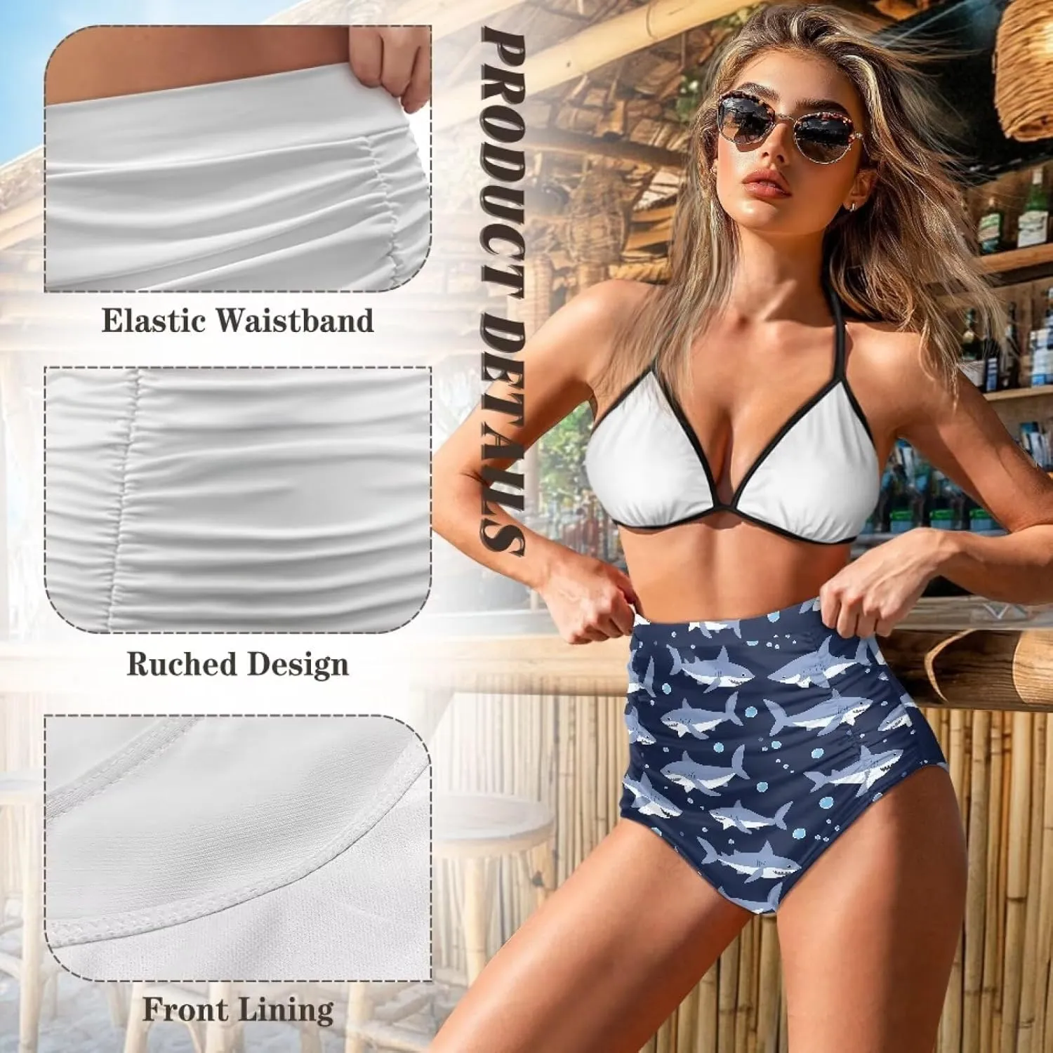Womens High Waisted Bikini Bottom Tummy Control Bathing Suits Shorts Swimsuit Tankinis Bottoms Swimwear for Women