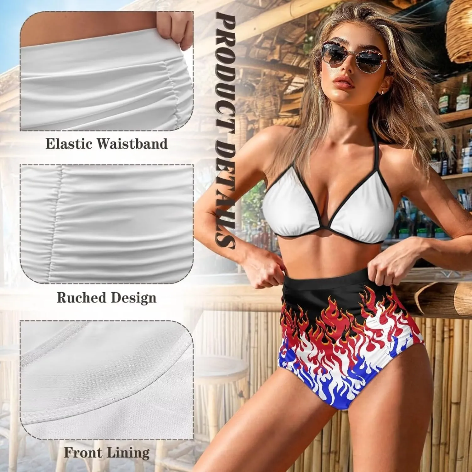 Women's High Waisted Bikinis Bottom Tummy Control Beach Bathing Suits Shorts for Women Swimsuit Bottoms Swimwear