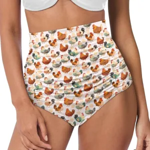 Women's High Waisted Bikinis Bottom Tummy Control Ruched Beach Bathing Suits Shorts for Women Swimsuit Bottoms
