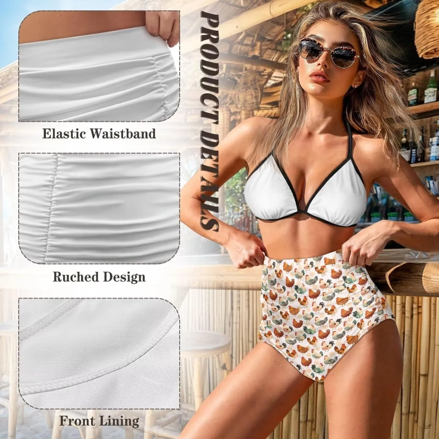 Women's High Waisted Bikinis Bottom Tummy Control Ruched Beach Bathing Suits Shorts for Women Swimsuit Bottoms