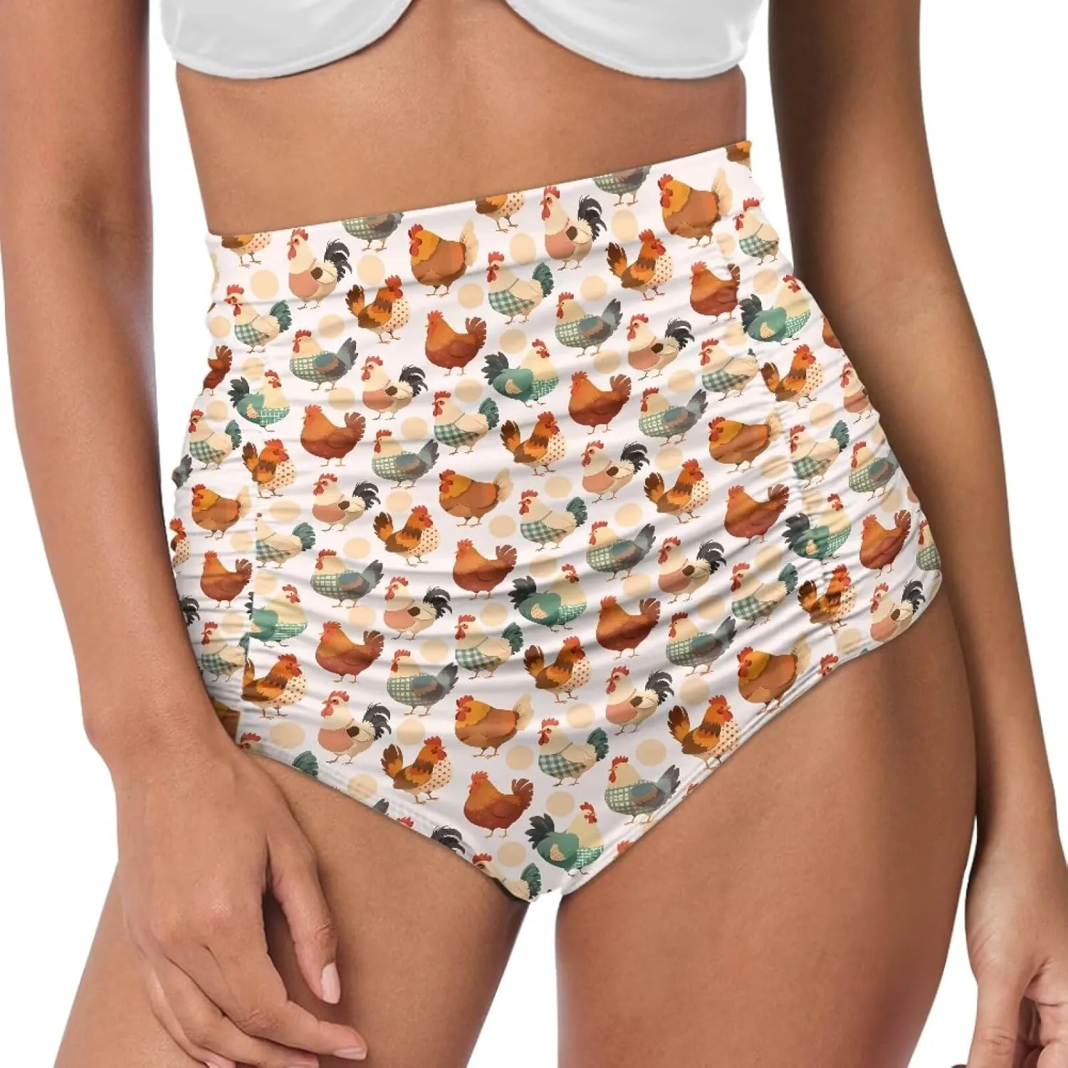Women's High Waisted Bikinis Bottom Tummy Control Ruched Beach Bathing Suits Shorts for Women Swimsuit Bottoms