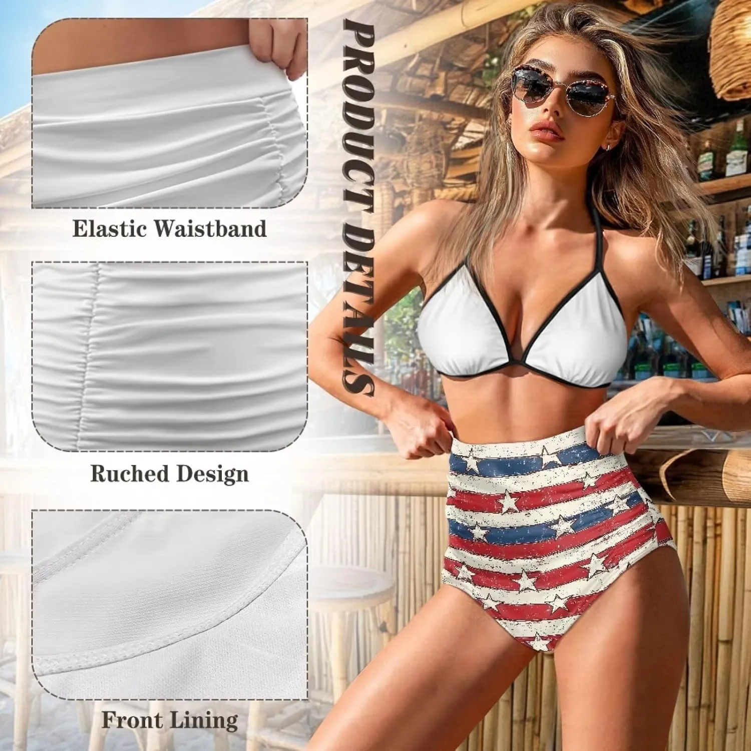 Women's High Waisted Bikinis Bottom Tummy Control Ruched Beach Bathing Suits Shorts for Women Swimsuit Bottoms