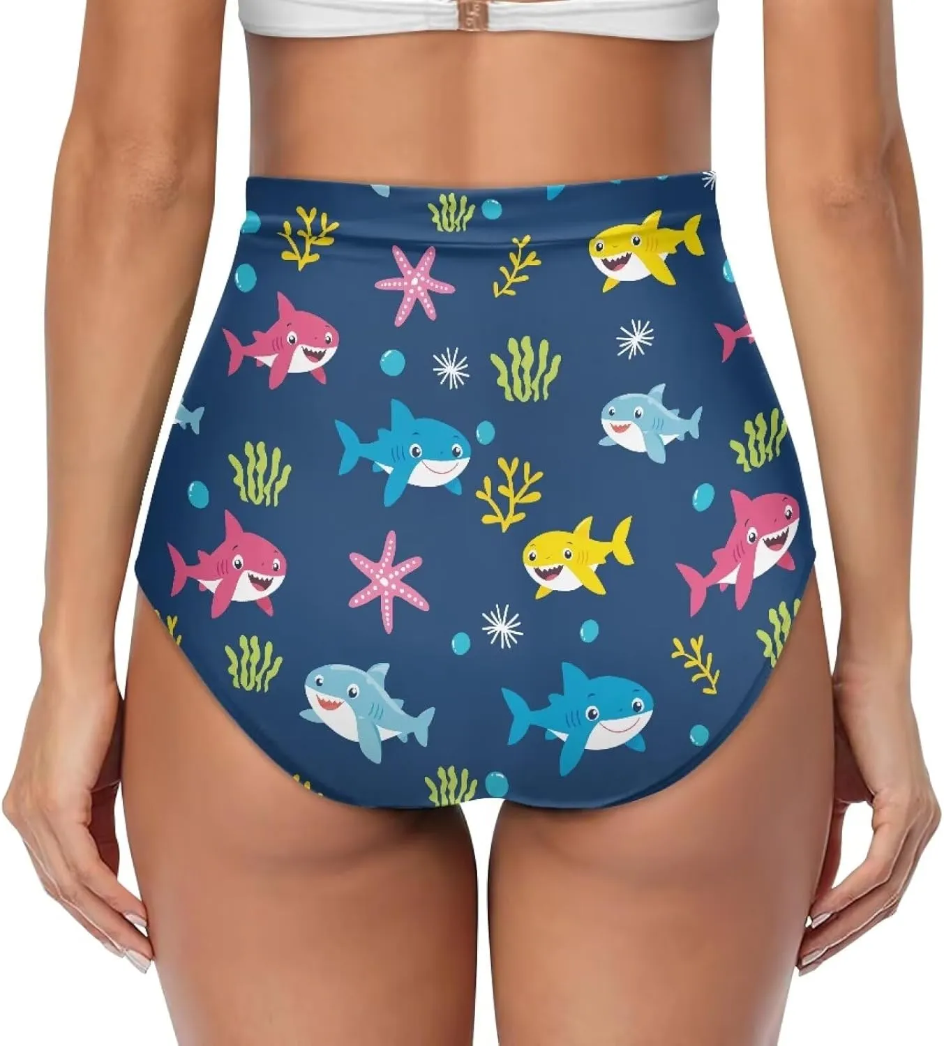 Women's High Waisted Bikinis Bottom Tummy Control Ruched Beach Bathing Suits Shorts for Women Swimsuits Bottoms