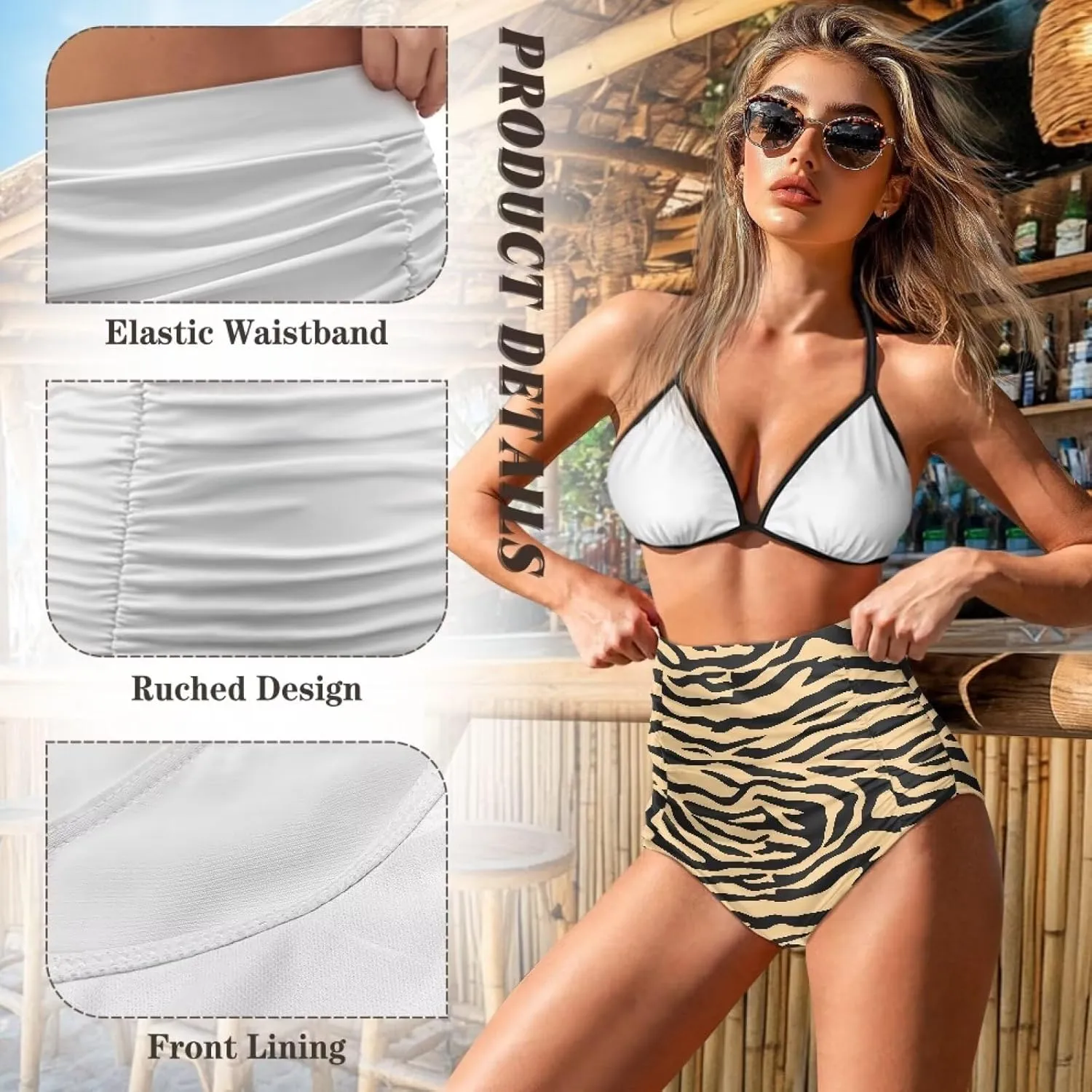 Women's High Waisted Bikinis Bottom Tummy Control Ruched Beach Bathing Suits Shorts for Women Swimsuits Bottoms