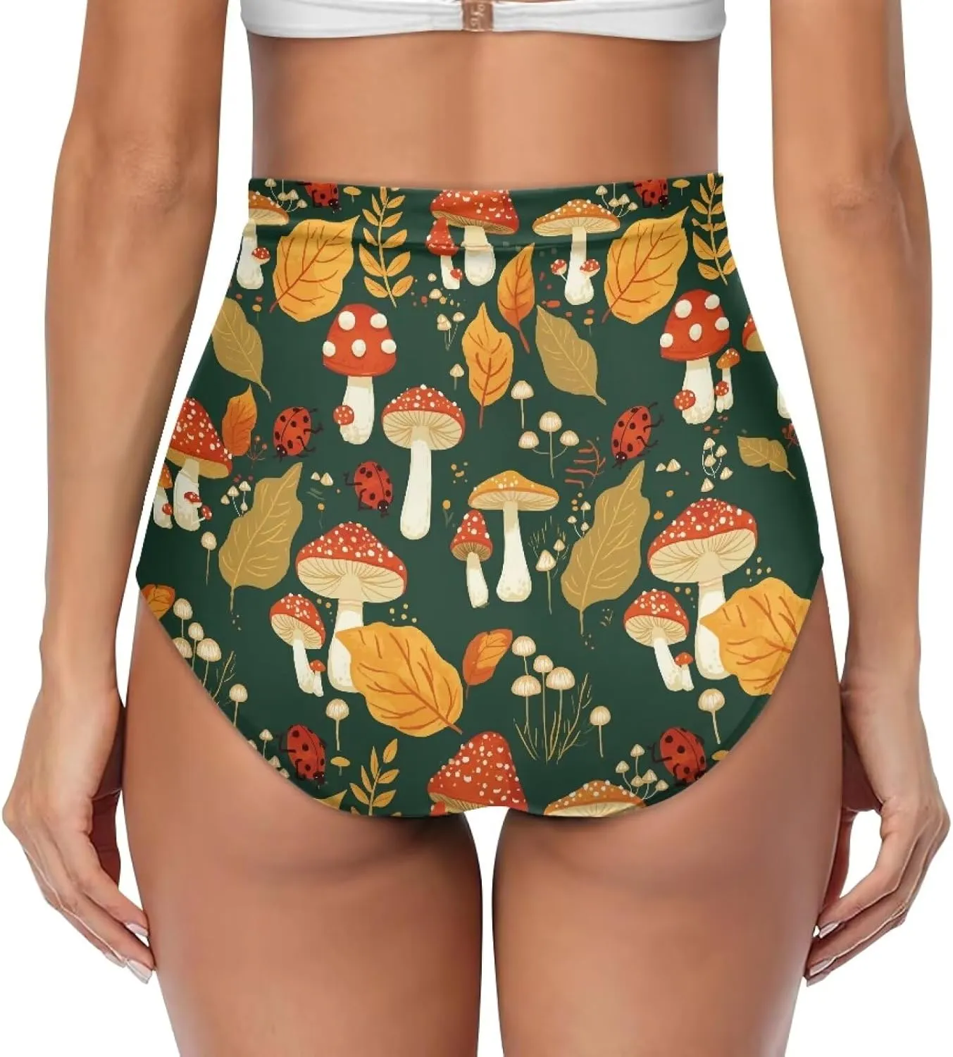 Women's High Waisted Bikinis Bottom Tummy Control Ruched Beach Bathing Suits Shorts for Women Swimsuits Bottoms