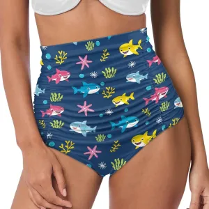 Women's High Waisted Bikinis Bottom Tummy Control Ruched Beach Bathing Suits Shorts for Women Swimsuits Bottoms