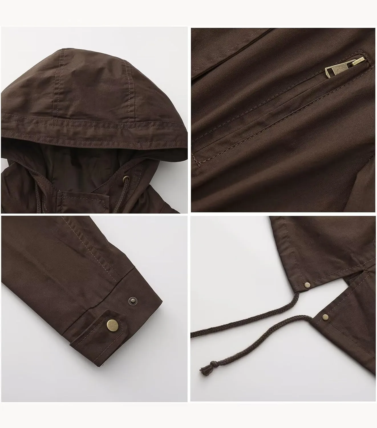 Women's Ligtweight Jackets Anorak Utility Drawstring Waist Hoodie Zip Up Fall Casual Coat with Pockets