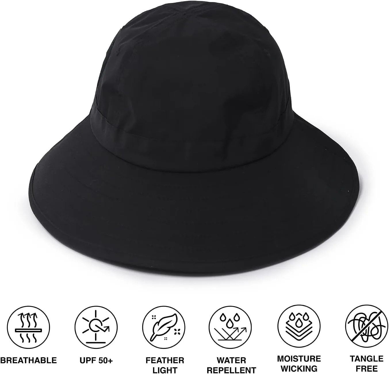 Womens Outdoor Ponytail Drawstring Bucket Hat with Full Back Opening