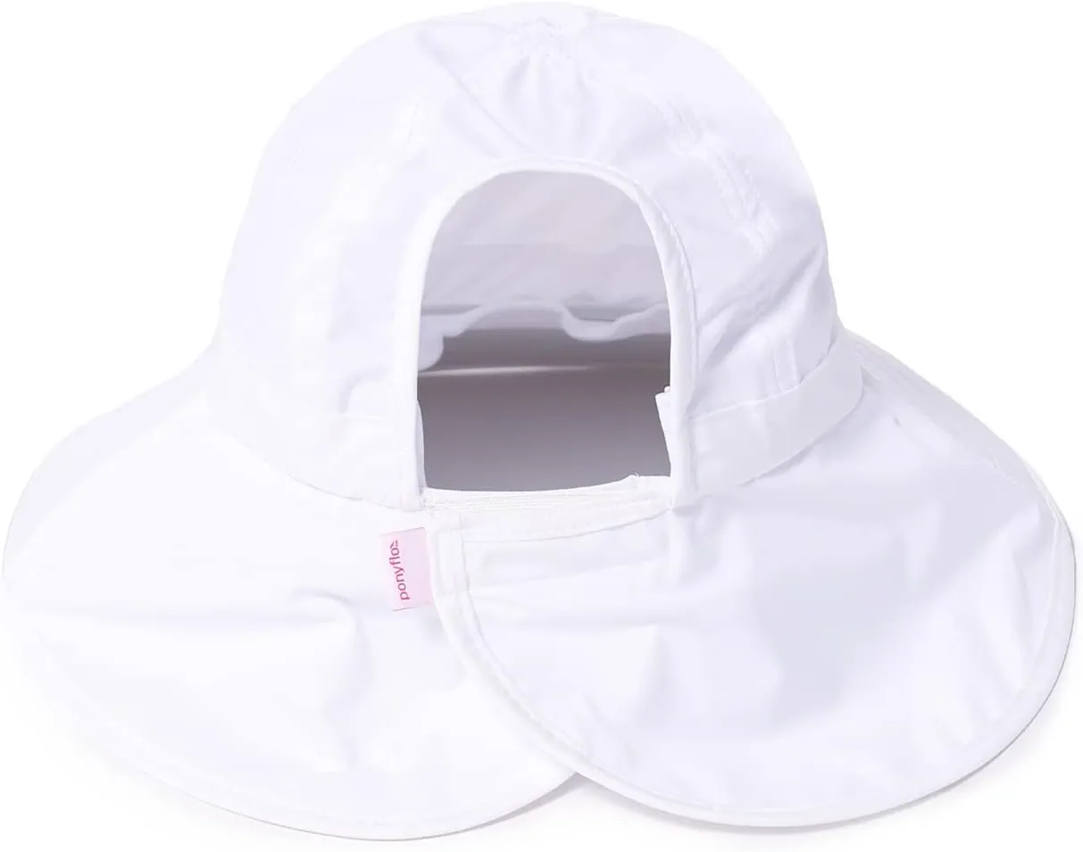 Womens Outdoor Ponytail Drawstring Bucket Hat with Full Back Opening
