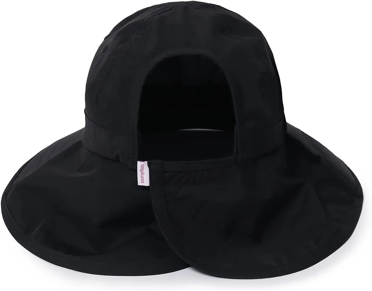 Womens Outdoor Ponytail Drawstring Bucket Hat with Full Back Opening