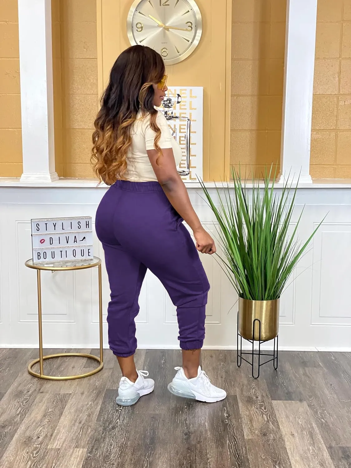 Women's Plus Size Casual Sweatpants Drawstring Jogger Pants Tight Track Pants with Pockets