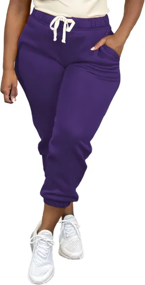 Women's Plus Size Casual Sweatpants Drawstring Jogger Pants Tight Track Pants with Pockets
