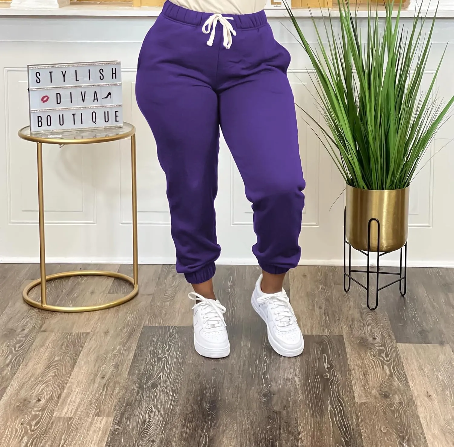 Women's Plus Size Casual Sweatpants Drawstring Jogger Pants Tight Track Pants with Pockets