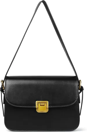 Women's Shoulder Bag Messenger Handbag Preppy Style Female Crossbody Bag Retro Purse Designer Briefcase (Black)
