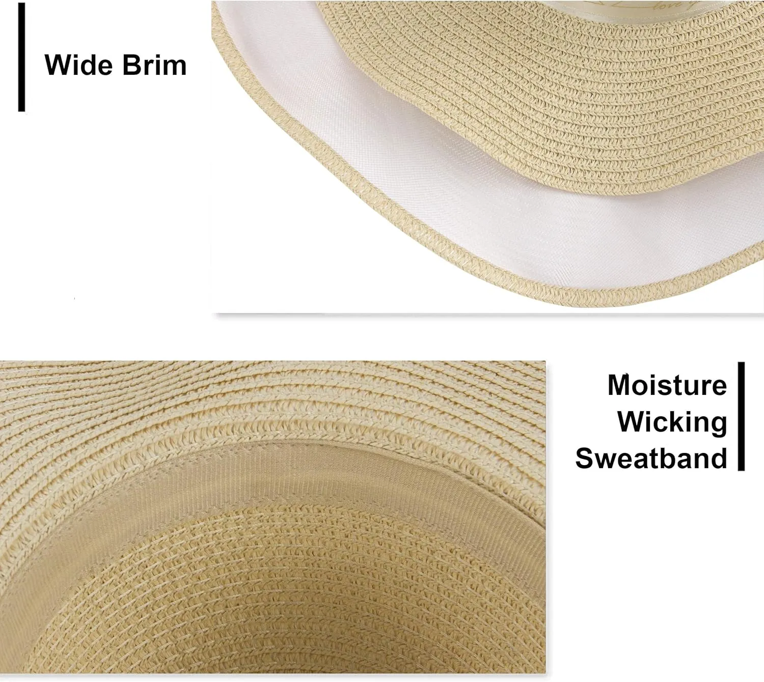 Womens Sun Straw Hat UV UPF50 Travel Foldable Wide Brim Summer Beach Hats
