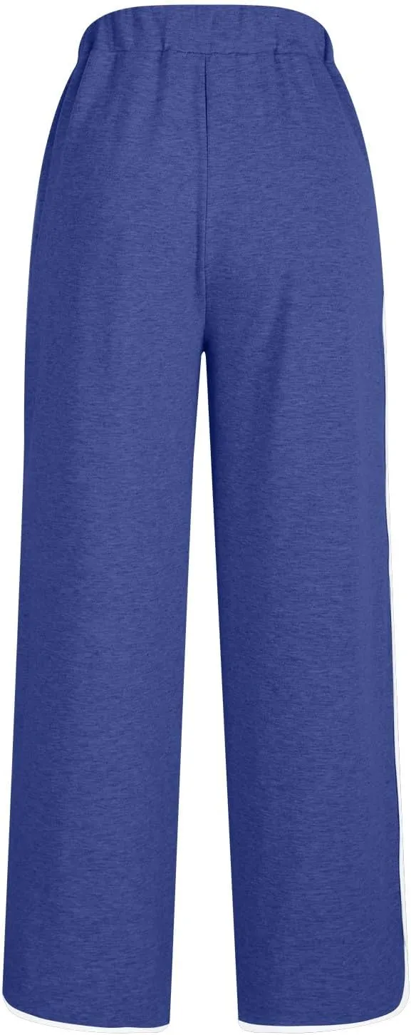 Women's Sweatpants Wide Leg Joggers Drawstring Elastic Pants Lightweight Lounge Baggy Running Pants with Pockets
