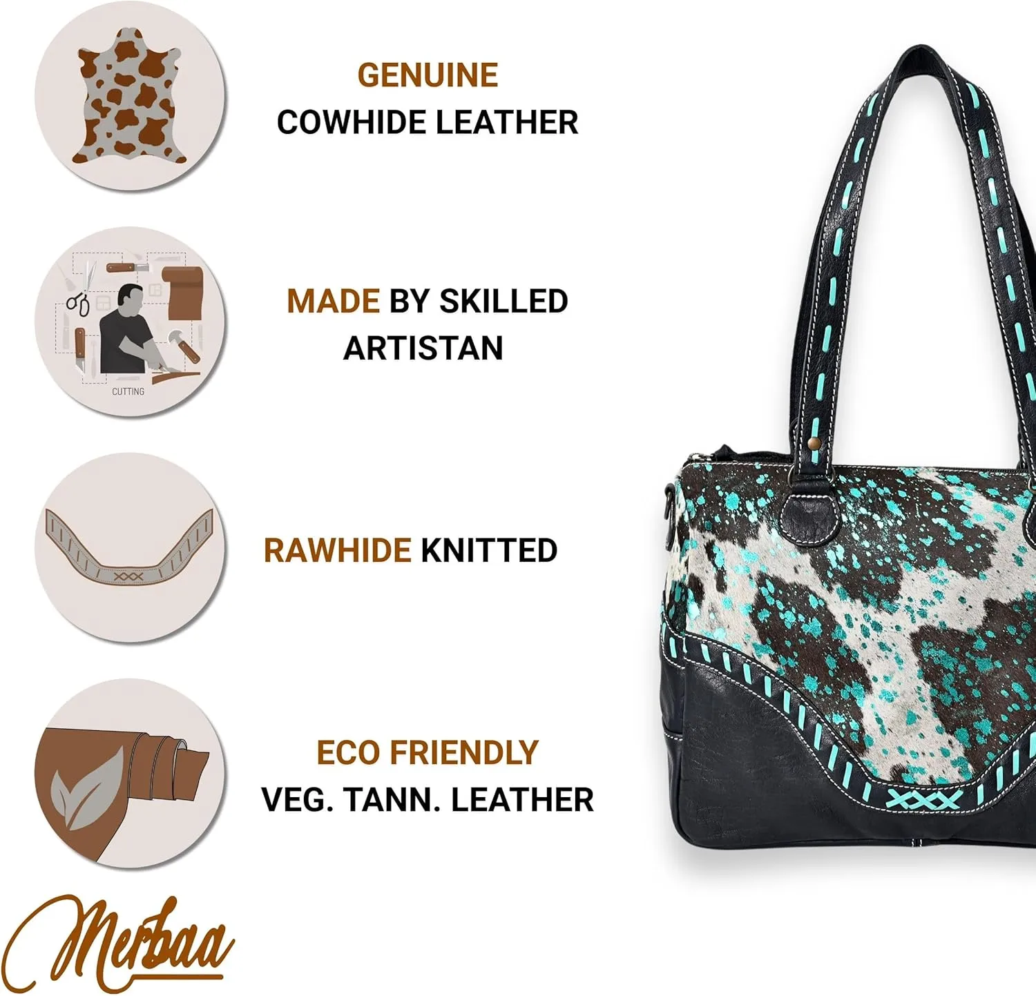 Women's Tote Bag Vintage Cowhide Hairon Leather Handbags for Women Hobo bags, Tote Shoulder Bag with Zipper