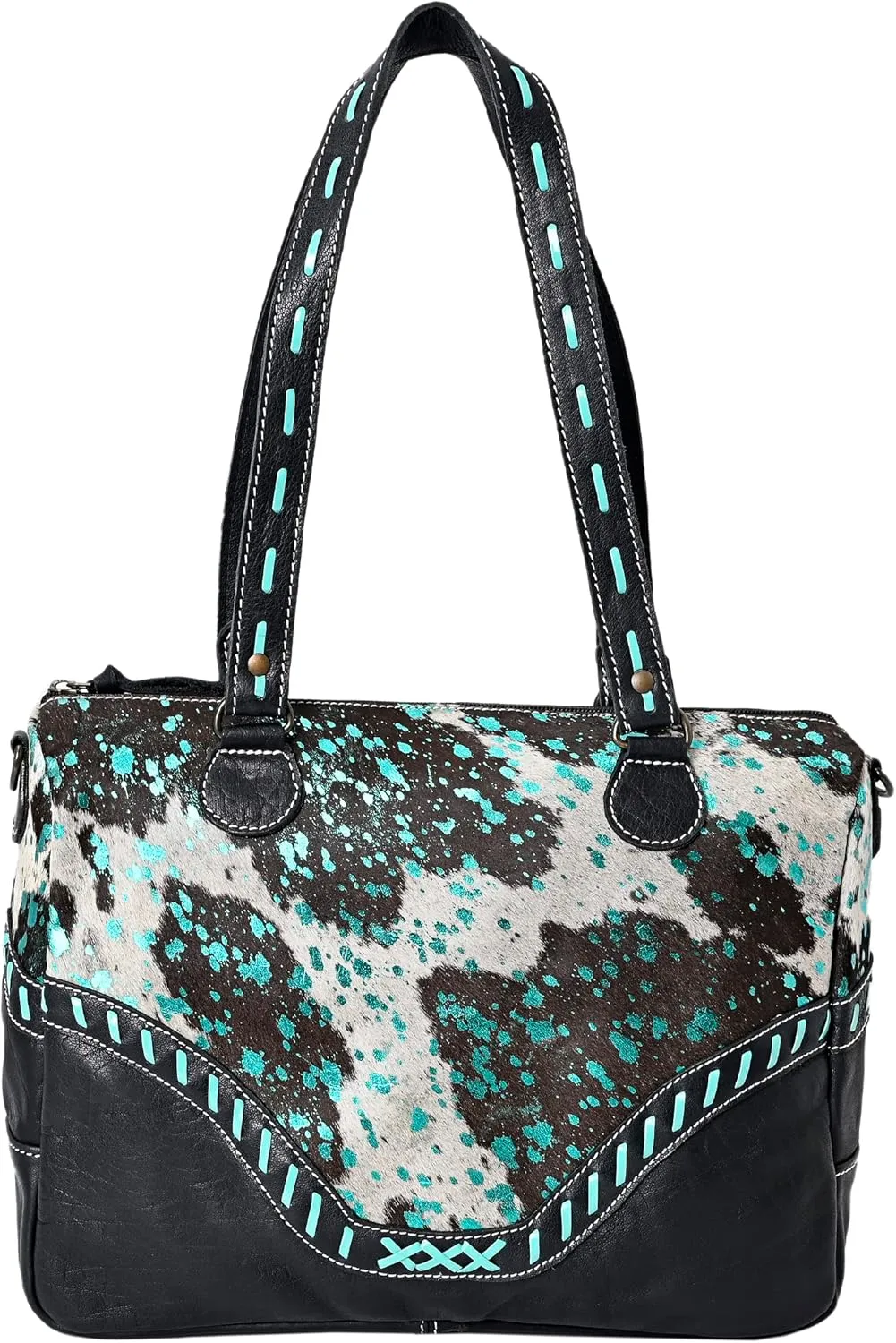 Women's Tote Bag Vintage Cowhide Hairon Leather Handbags for Women Hobo bags, Tote Shoulder Bag with Zipper