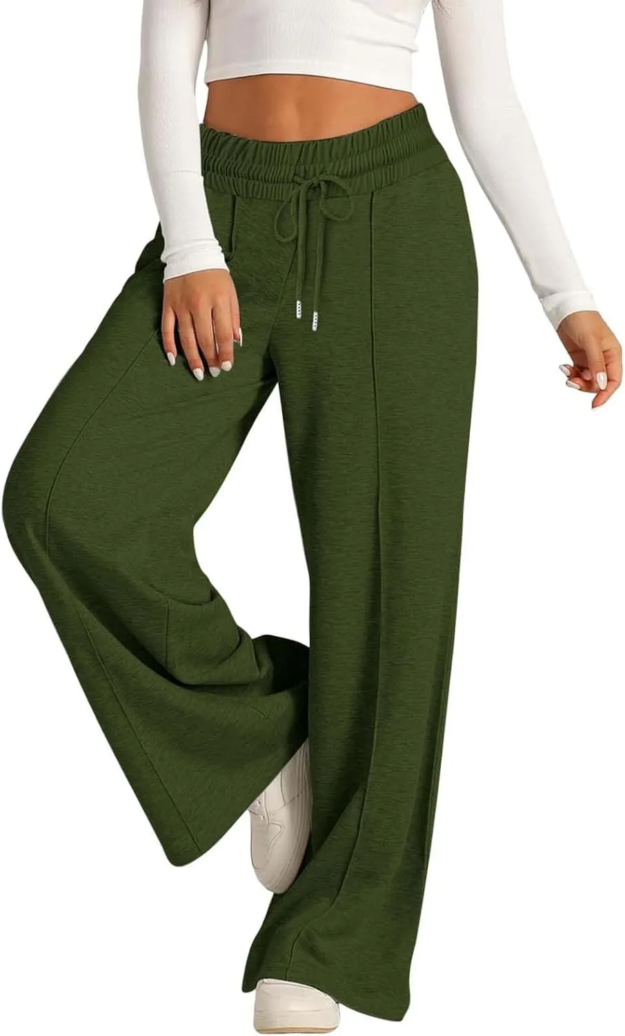 Women's Wide Leg Sweatpant High Waist Baggy Casual Elastic Drawstring Workout Active Joggers Pants with Pockets