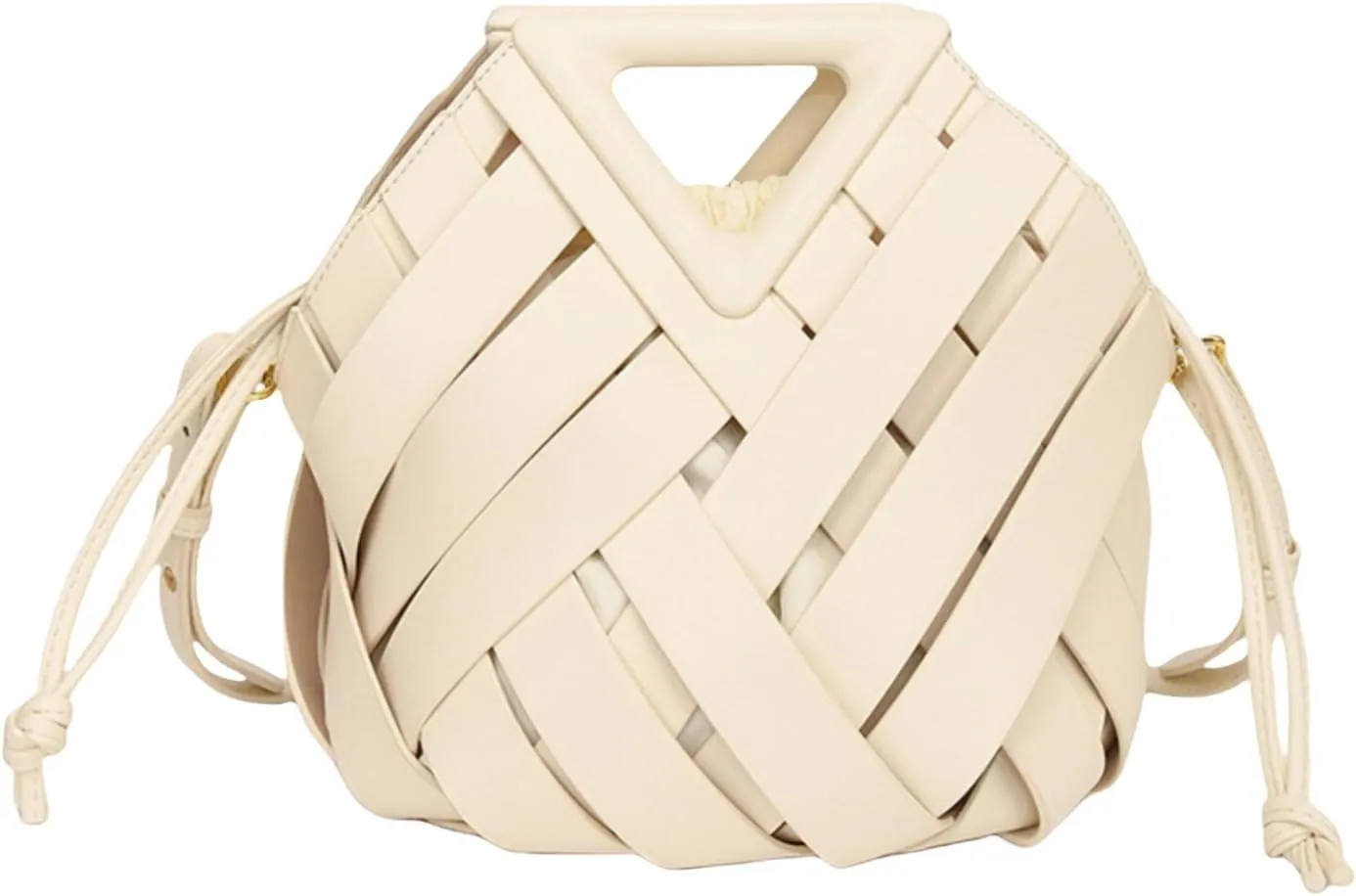 Woven Bucket Crossbody Bags for Women, Retro Leather Tote Handbag Top-handle Hobo Purse Inverted Triangle Shoulder Bag