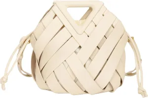 Woven Bucket Crossbody Bags for Women, Retro Leather Tote Handbag Top-handle Hobo Purse Inverted Triangle Shoulder Bag