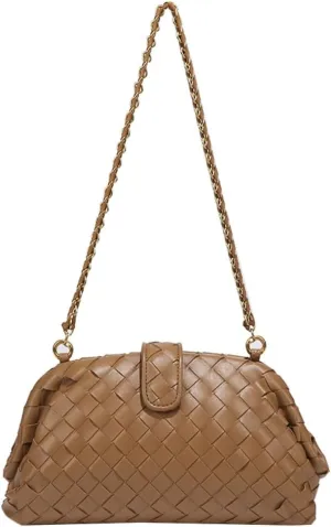Woven Clutch Purse Shoulder Bag for Women Soft Tote Bag Shell Handbag Crossbody Bags Vegan Leather Shoulder Underarm Bag 2025