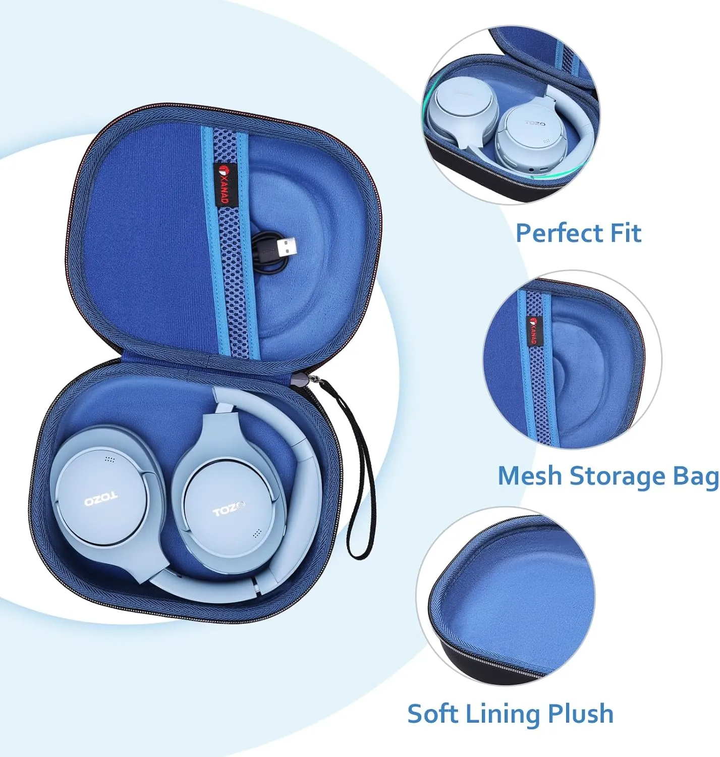 XANAD Hard Case for Bose QuietComfort, QC Ultra, QC 45, QC 35, QC45 SE, QC SE Wireless Noise Cancelling Headphones, Soundcore H30i On-Ear Headphones - Blue