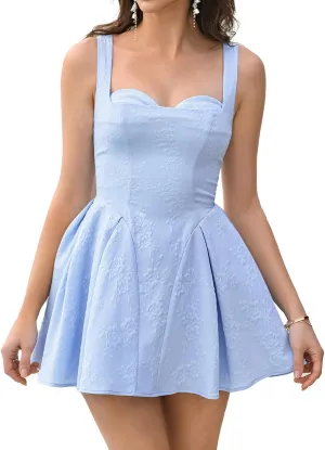 XinFSh Womens Summer Corset Sleeveless Mini Dress Flowy Aline Cute Short Sundress Casual Graduation Party Dresses