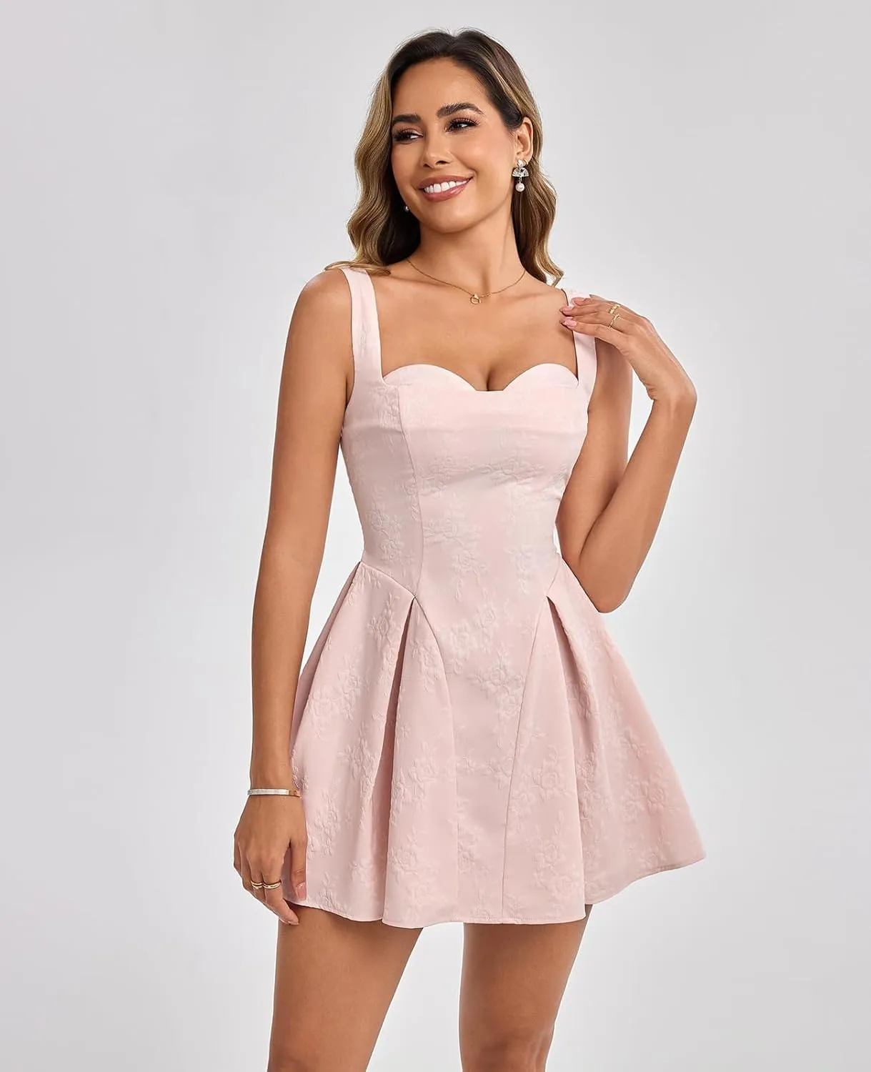 XinFSh Womens Summer Corset Sleeveless Mini Dress Flowy Aline Cute Short Sundress Casual Graduation Party Dresses