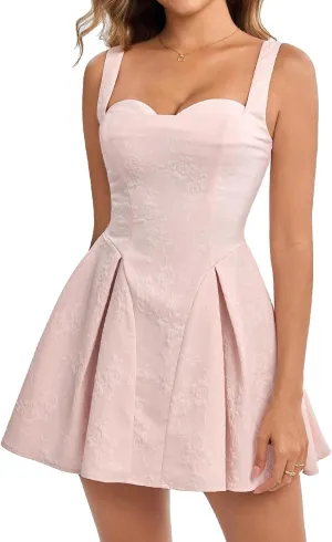 XinFSh Womens Summer Corset Sleeveless Mini Dress Flowy Aline Cute Short Sundress Casual Graduation Party Dresses