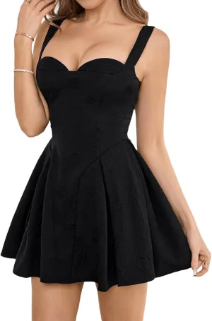 XinFSh Womens Summer Corset Sleeveless Mini Dress Flowy Aline Cute Short Sundress Casual Graduation Party Dresses