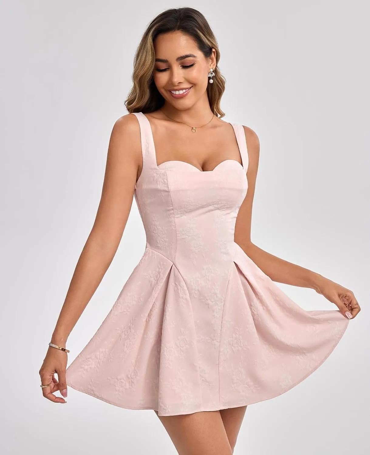 XinFSh Womens Summer Corset Sleeveless Mini Dress Flowy Aline Cute Short Sundress Casual Graduation Party Dresses
