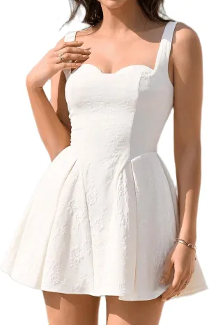 XinFSh Womens Summer Corset Sleeveless Mini Dress Flowy Aline Cute Short Sundress Casual Graduation Party Dresses