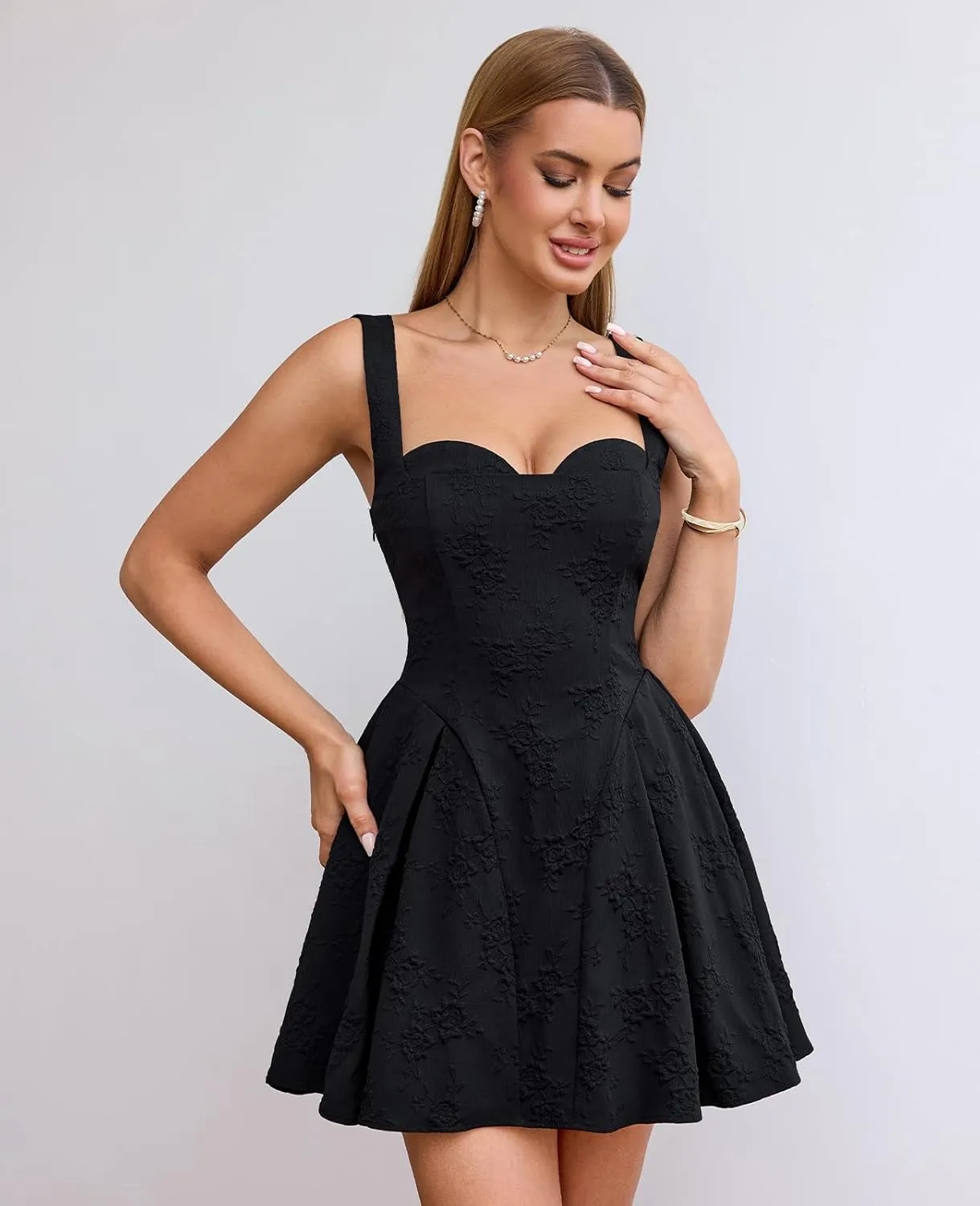 XinFSh Womens Summer Corset Sleeveless Mini Dress Flowy Aline Cute Short Sundress Casual Graduation Party Dresses