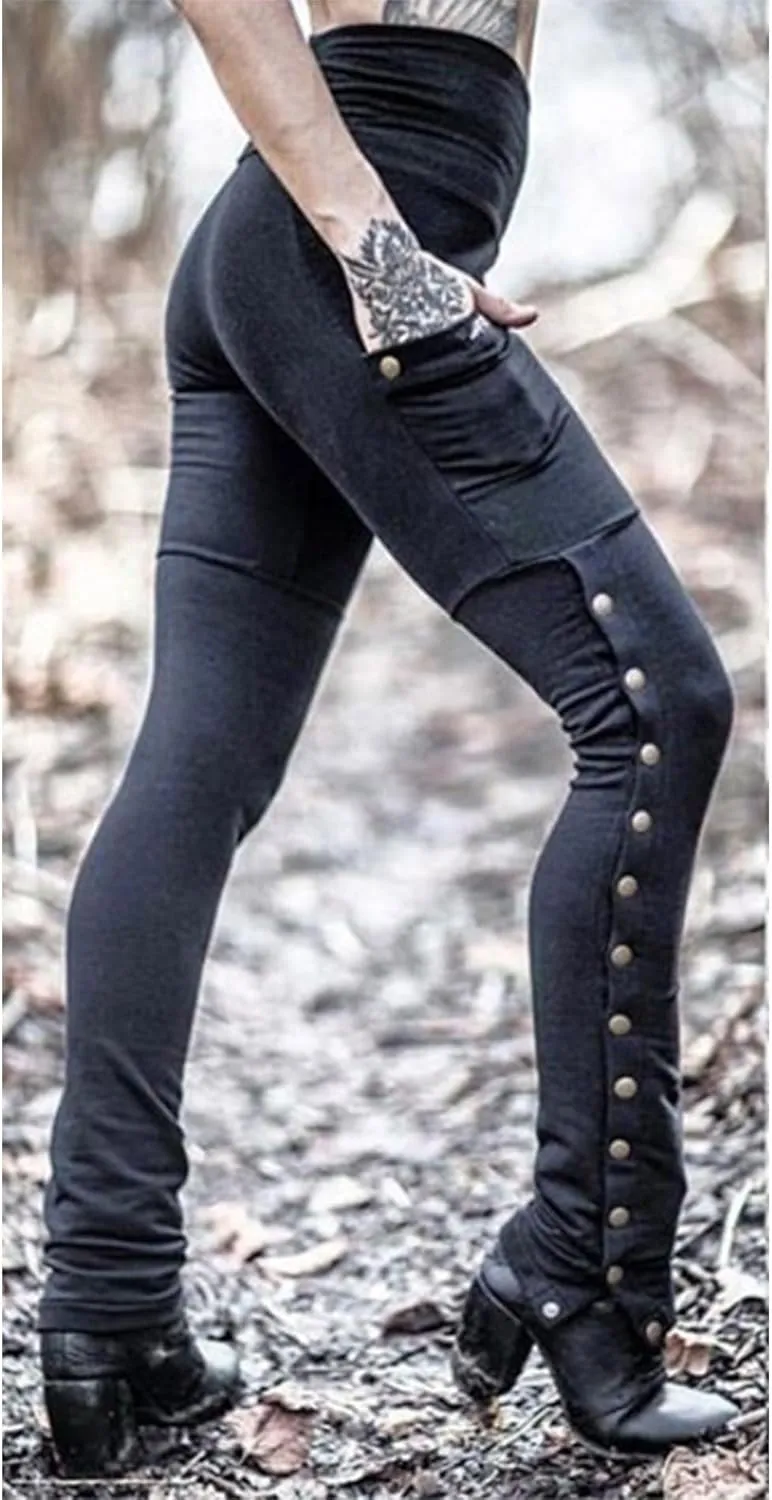 xxxiticat Women's Sexy Black Satin Side Lacing Solid Pants Long Bodycon High Waist Bandage Slim Thick Lace Up Leggings