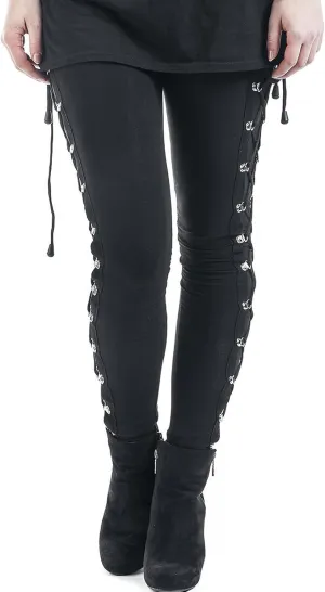 xxxiticat Women's Sexy Black Satin Side Lacing Solid Pants Long Bodycon High Waist Bandage Slim Thick Lace Up Leggings