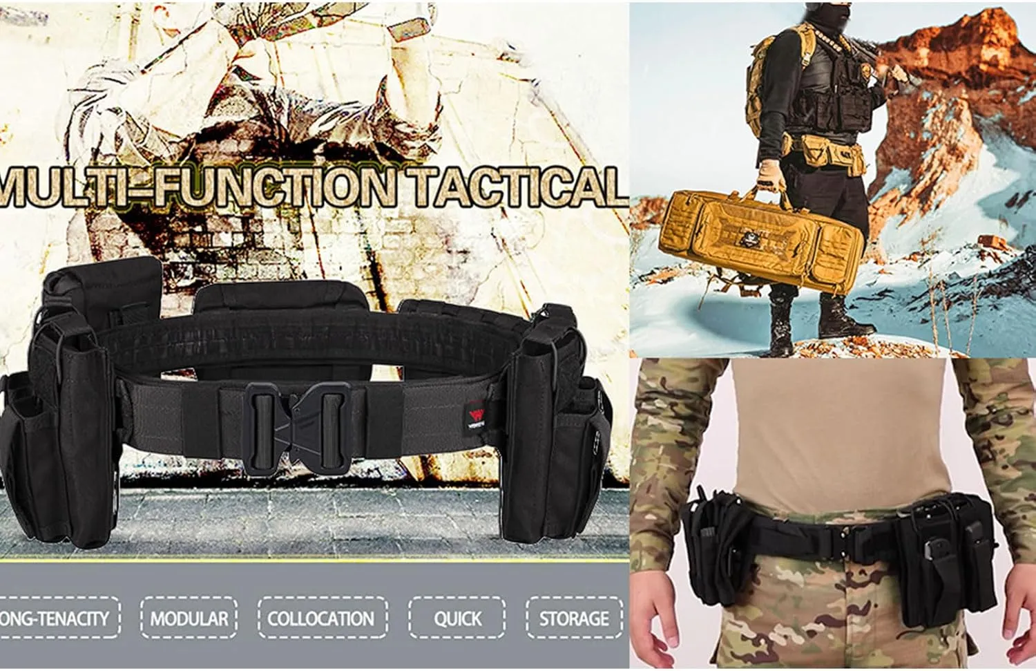 YAKEDA Tactical Battle Belt Duty Belts Law Enforcement Police Utility Belt With Pouches 7 in 1